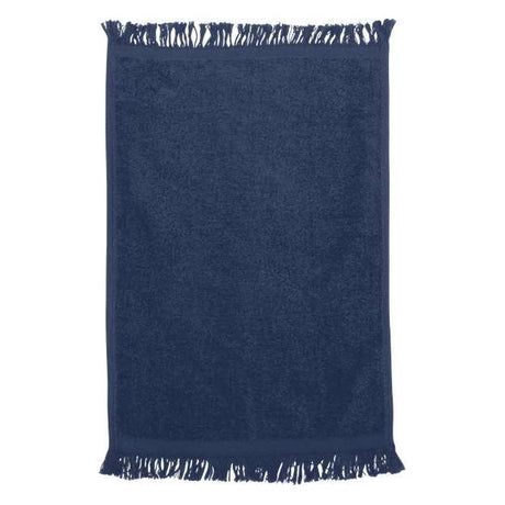 Q - Tees Fringed Fingertip Towel - Q - Tees T100 Navy One Size Classic Towels