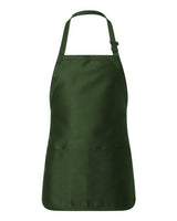 Q - Tees Full - Length Apron with Pouch Pocket - Q - Tees Q4250 Forest One Size Apron