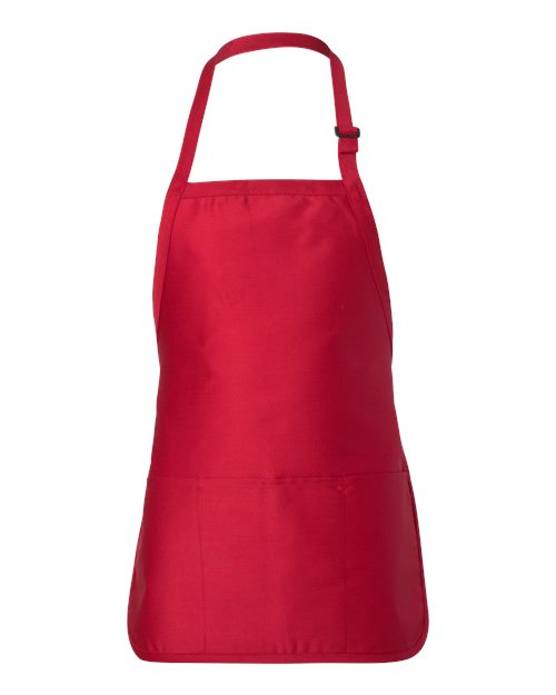 Q - Tees Full - Length Apron with Pouch Pocket - Q - Tees Q4250 Red One Size Apron
