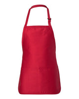 Q - Tees Full - Length Apron with Pouch Pocket - Q - Tees Q4250 Red One Size Apron