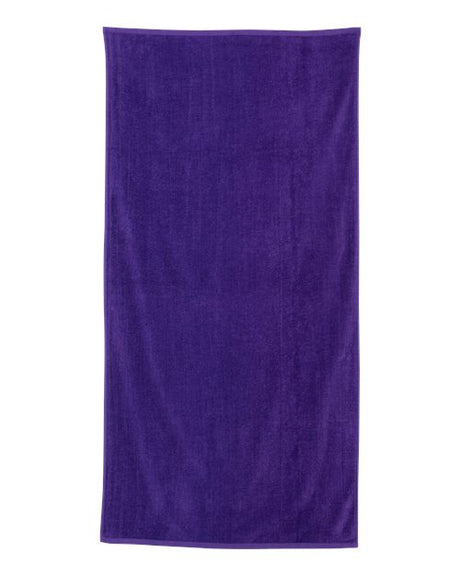 Q - Tees Velour Beach Towel - Q - Tees QV3060 Purple One Size Classic Towels