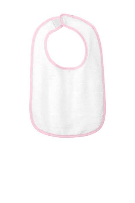 Rabbit Skins ™ Infant Contrast Trim Terry Bib. RS1003 - Rabbit Skins RS1003 Pink OSFA Infant & Toddler