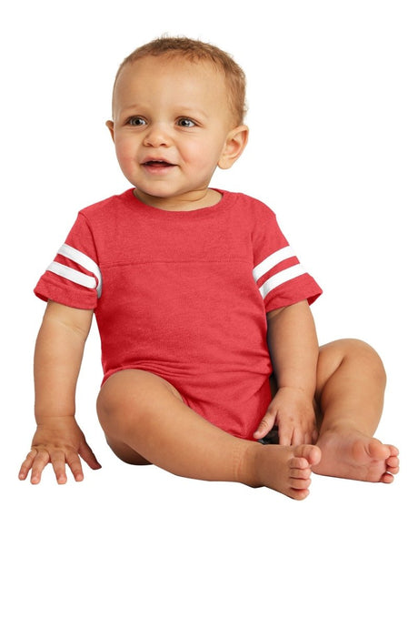 Rabbit Skins ™ Infant Football Fine Jersey Bodysuit. RS4437 - Rabbit Skins RS4437 Vintage Red/ Blended White 06M Infant & Toddler