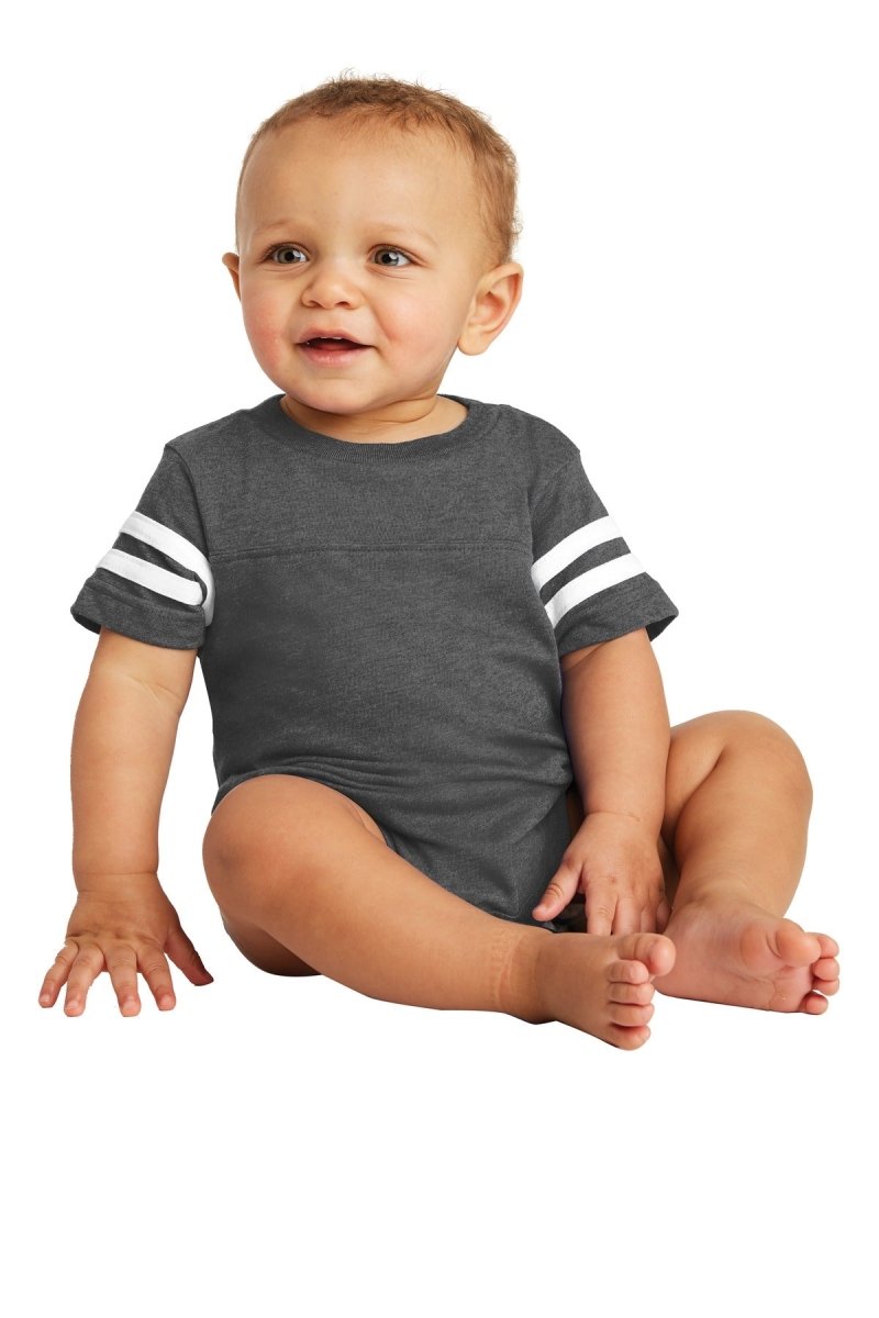 Rabbit Skins ™ Infant Football Fine Jersey Bodysuit. RS4437 - Rabbit Skins RS4437 Vintage Smoke/ Blended White 06M Infant & Toddler