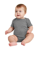 Rabbit Skins ™ Infant Short Sleeve Baby Rib Bodysuit. RS4400 - Rabbit Skins RS4400 Granite Heather 06M Infant & Toddler