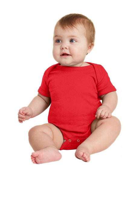 Rabbit Skins ™ Infant Short Sleeve Baby Rib Bodysuit. RS4400 - Rabbit Skins RS4400 Red 06M Infant & Toddler
