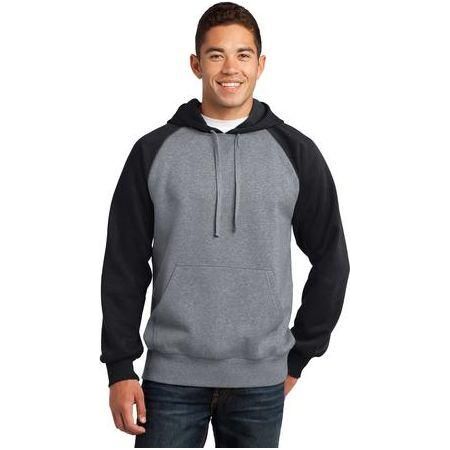 Raglan Colorblock Pullover Hooded Sweatshirt Black/Vintage Heather Large Sweatshirts
