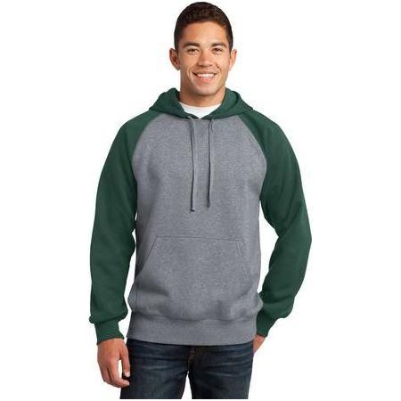 Raglan Colorblock Pullover Hooded Sweatshirt Forest Green/Vintage Heather 3X - Large Sweatshirts