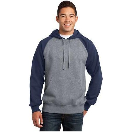 Raglan Colorblock Pullover Hooded Sweatshirt True Navy/Vintage Heather 4X - Large Sweatshirts