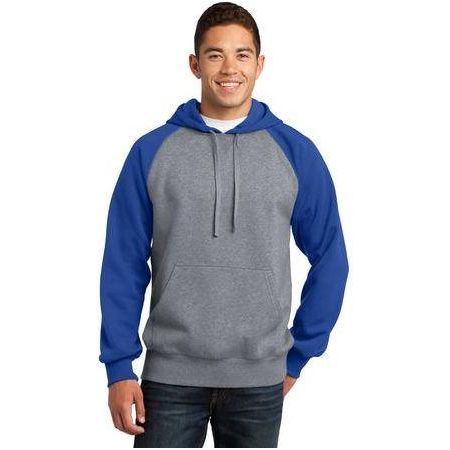 Raglan Colorblock Pullover Hooded Sweatshirt True Royal/Vintage Heather 4X - Large Sweatshirts