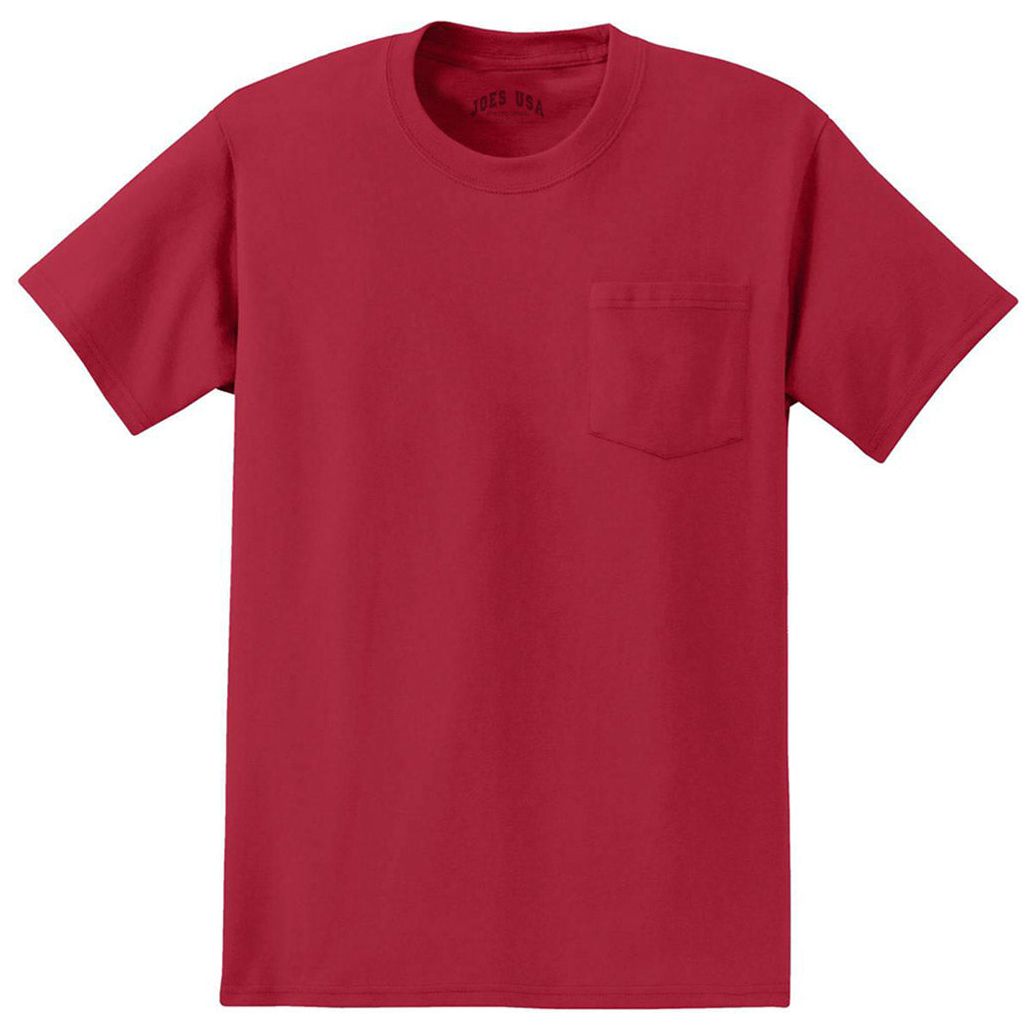 Joe's USA Tall Essential T-Shirt with Pocket T-Shirts Joe's USA Large Tall Red