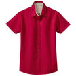 Womens Short Sleeve Wrinkle Resistant Easy Care Shirts-Red/LightStone Joe's USA Red / Light Stone X-Small