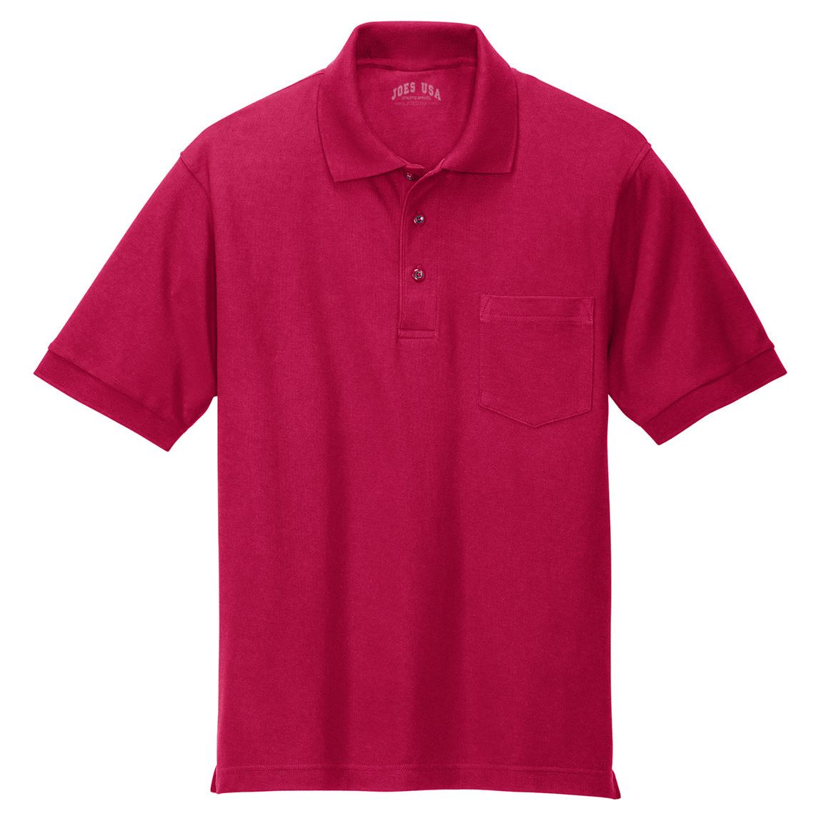 Joe's USA Men's Tall Silk Touch Polo with Pocket Polos/Knits Joe's USA Red Large Tall