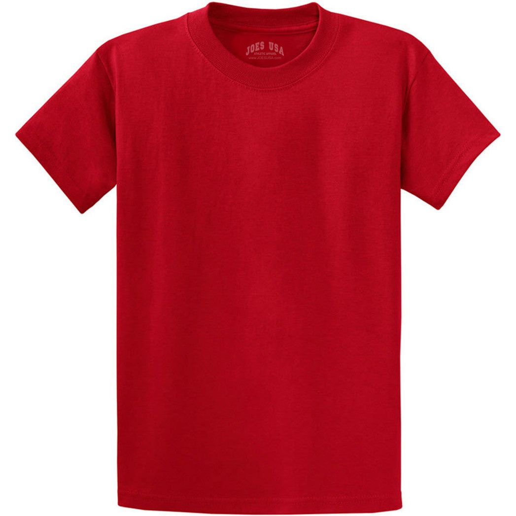 Men's Durable 100% Heavyweight Cotton T-Shirts in Regular, Big, and Tall Sizes Joe's USA Men's Apparel - Red