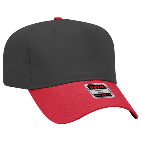 Otto Cap 31-069 - 5 Panel, Mid Profile Baseball Cap Caps OTTO CAP Red / Black