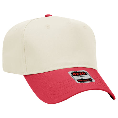 Otto Cap 31-069 - 5 Panel, Mid Profile Baseball Cap Caps OTTO CAP Red / Natural