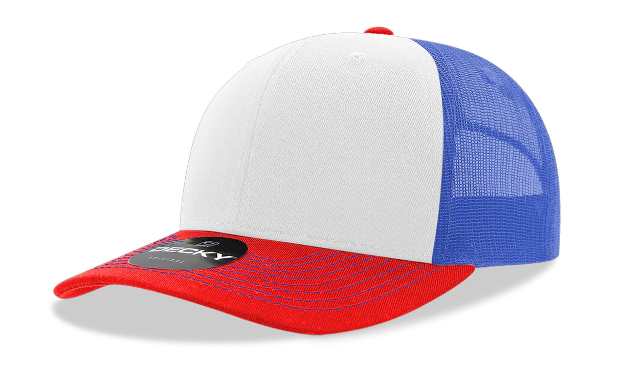 Decky 6 Panel Mid Profile Structured Cotton Blend Trucker | Decky 6021