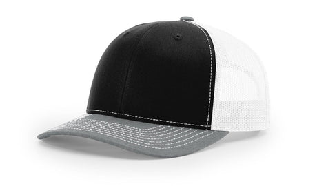 Richardson 112 Snapback Trucker Cap Black / White / Heather Grey OSFM Caps