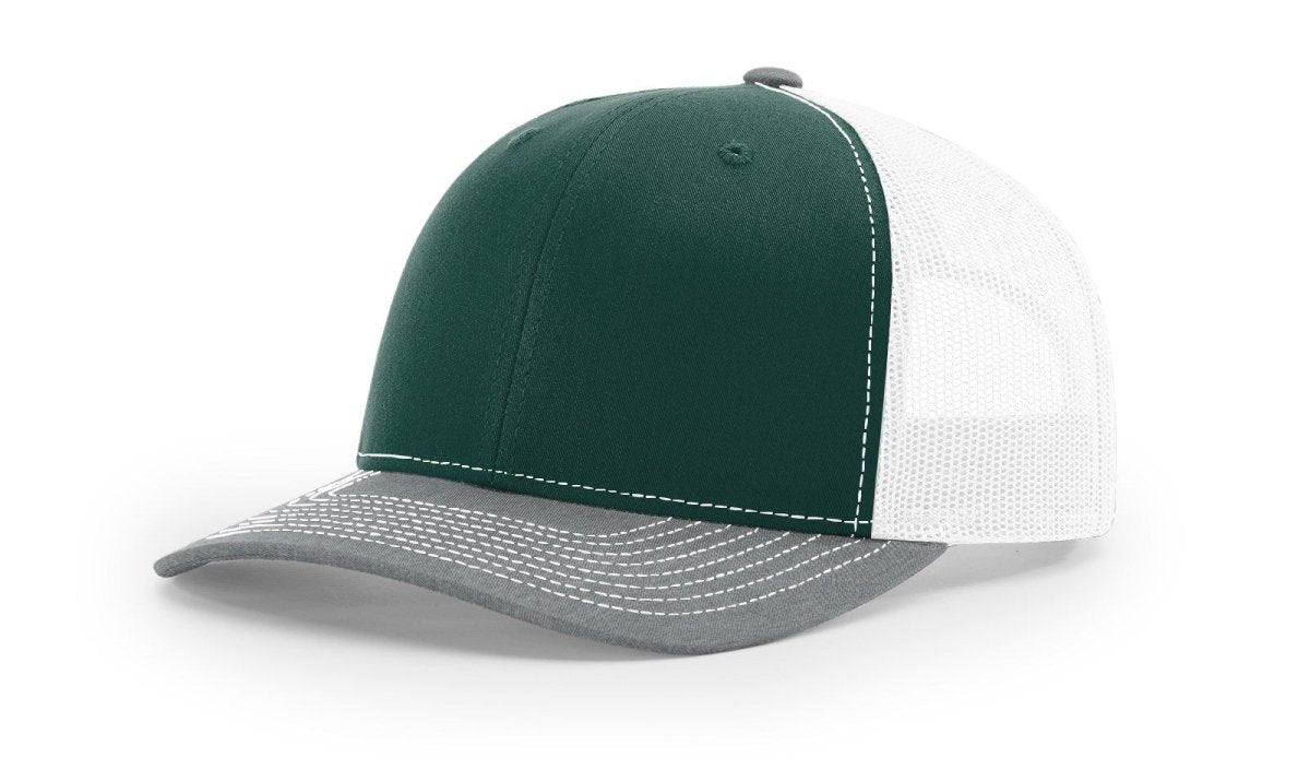 Richardson 112 Snapback Trucker Cap Dark Green / White / Heather Grey OSFM Caps
