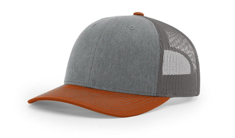 Richardson 112 Snapback Trucker Cap Heather Grey / Charcoal / Dark Orange OSFM Caps