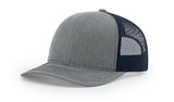 Richardson 112 Snapback Trucker Cap Heather Grey / Navy OSFM Caps
