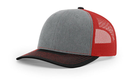 Richardson 112 Snapback Trucker Cap Heather Grey /Red/ Black OSFM Caps
