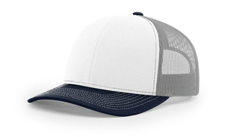 Richardson 112 Snapback Trucker Cap White/ Aluminum/ Navy OSFM Caps