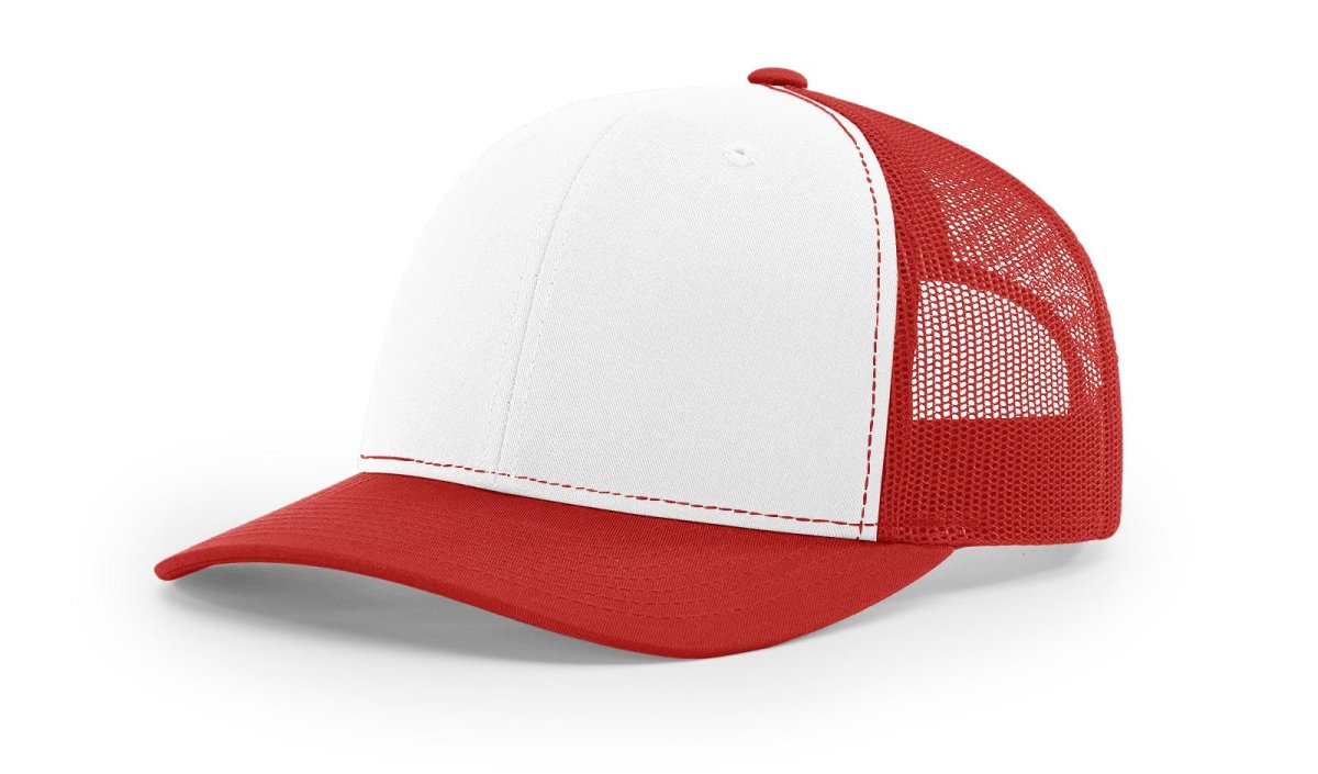 Richardson 112 Snapback Trucker Cap White / Red OSFM Caps