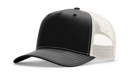 Richardson Five Panel Champ Trucker - Richardson 112FPC Black/Birch Adjustable Caps