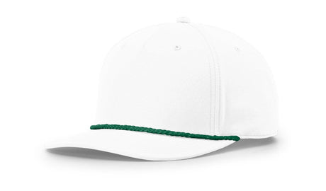 Richardson Five Panel Classic Rope Cap - Richardson 258 White/Kelly Adjustable Caps