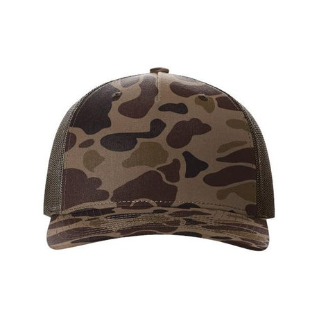 Richardson Five - Panel Printed Trucker Cap - Richardson 112PFP Bark Duck Camo/ Brown Adjustable Caps