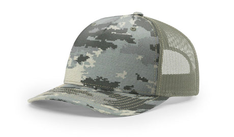 Richardson Five - Panel Printed Trucker Cap - Richardson 112PFP Digital Camo/ Light Green Adjustable Caps