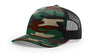 Richardson Five - Panel Printed Trucker Cap - Richardson 112PFP Green Camo/ Black Adjustable Caps