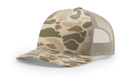 Richardson Five - Panel Printed Trucker Cap - Richardson 112PFP Harvest Duck Camo/Light Tan Adjustable Caps