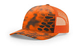 Richardson Five - Panel Printed Trucker Cap - Richardson 112PFP Kryptek Inferno/ Blaze Orange Adjustable Caps