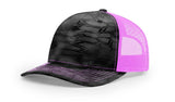 Richardson Five - Panel Printed Trucker Cap - Richardson 112PFP Kryptek Typhon/ Neon Pink Adjustable Caps