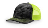 Richardson Five - Panel Printed Trucker Cap - Richardson 112PFP Kryptek Typhon/ Neon Yellow Adjustable Caps