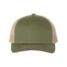 Richardson Five - Panel Trucker Cap - Richardson 112FP Army Olive Green/ Tan Adjustable Caps
