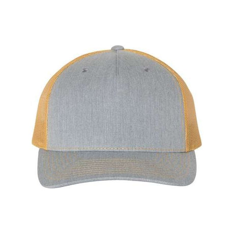 Richardson Five - Panel Trucker Cap - Richardson 112FP Heather Grey/ Amber Gold Adjustable Caps