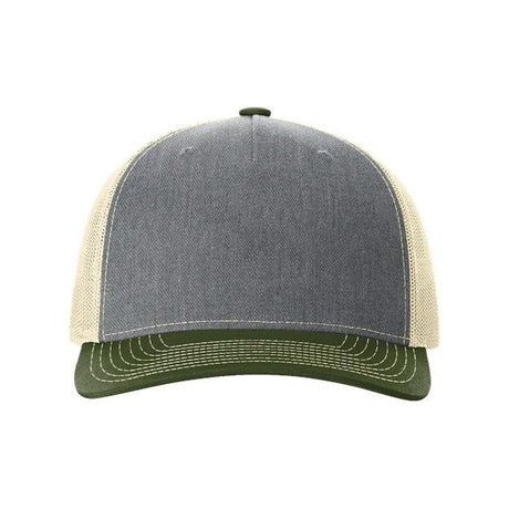 Richardson Five - Panel Trucker Cap - Richardson 112FP Pale Khaki/ Loden Green Adjustable Caps