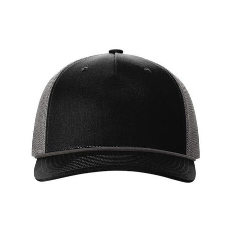 Richardson Five - Panel Trucker with Rope Cap - Richardson 112FPR Black/ Charcoal Adjustable Hats