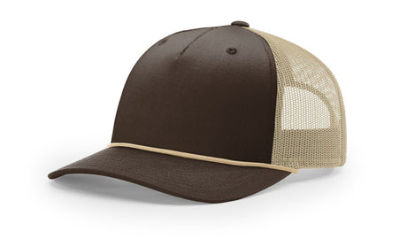Richardson Five - Panel Trucker with Rope Cap - Richardson 112FPR Brown/Khaki/Khaki Adjustable Hats
