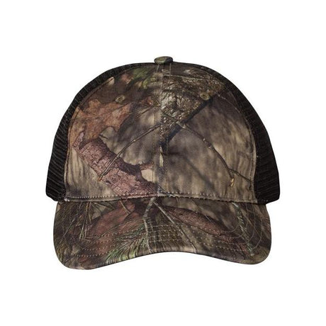 Richardson Garment Washed Printed Trucker Cap - Richardson 111P Green Camo/ Black Adjustable Hats