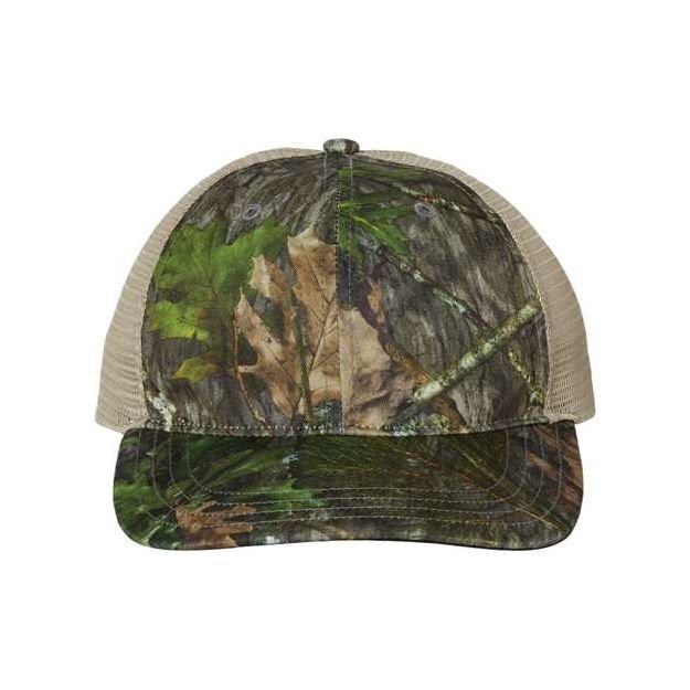 Richardson Garment Washed Printed Trucker Cap - Richardson 111P Mossy Oak Obsession/ Khaki Adjustable Hats