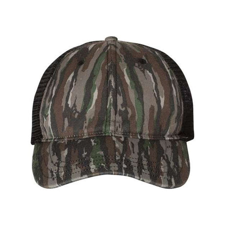 Richardson Garment Washed Printed Trucker Cap - Richardson 111P Shadow Grass Habitat/ Brown Adjustable Hats