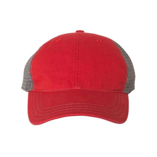Richardson Garment - Washed Trucker Cap - Richardson 111 Red/ Charcoal Adjustable Hats
