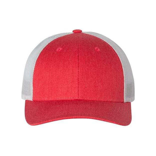 Richardson Low Pro Trucker Cap - Richardson 115 Heather Red/ Light Grey M/L Caps