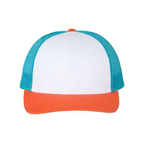 Richardson Low Pro Trucker Cap - Richardson 115 White/ Blue Hawaiin/ Pale Orange M/L Caps