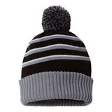 Richardson Pom Cuffed Beanie - Richardson 134 Black/ Grey/ White One Size Beanies