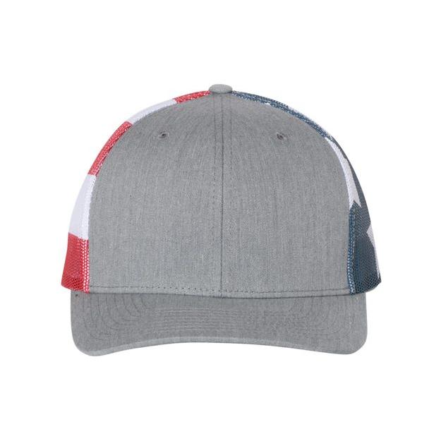 Richardson Printed Mesh Trucker Cap - Richardson 112PM Black/ Black to White Fade Adjustable Hats